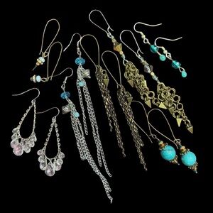 7 Pairs Elegant Mixed Metal and Turquoise Earrings Set